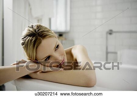 Picture - Woman in bath.. Fotosearch