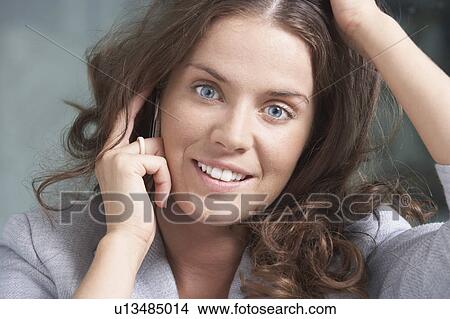 Close-Up portrait of Business woman using mobile phone. View Large Photo Image Picture - Close-Up portrait of Business woman using mobile phone.. Fotosearch