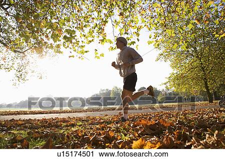 Young man running in park. View Large Photo Image Stock Image - Young man running in park.. Fotosearch