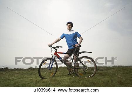 Picture - Portrait of a male cyclist.. Fotosearch