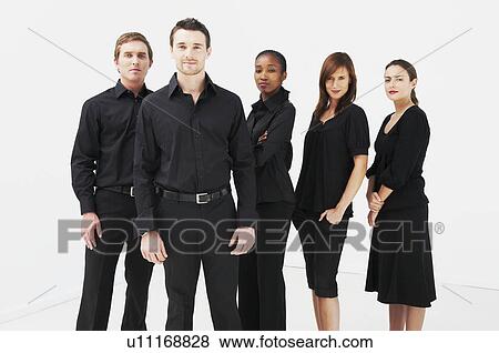 Stock Photo - Confident group of people, wearing black. Fotosearch