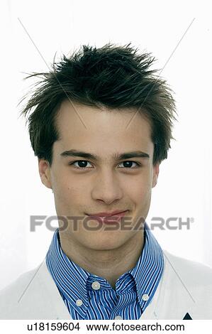 Teenage boy (15-17) smiling, portrait View Large Photo Image Picture - Teenage boy (15-17) smiling, portrait. Fotosearch