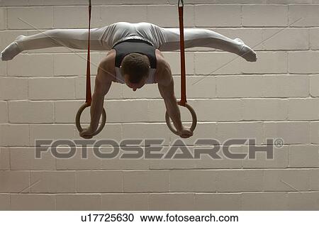Male gymnast performing on rings View Large Photo Image Stock Image - Male gymnast performing on rings. Fotosearch