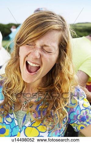Girl outdoors screaming View Large Photo Image Stock Image - Girl outdoors screaming. Fotosearch