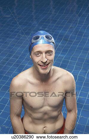 Portrait of a man in a swimming pool. View Large Photo Image Stock Image - Portrait of a man in a swimming pool.. Fotosearch