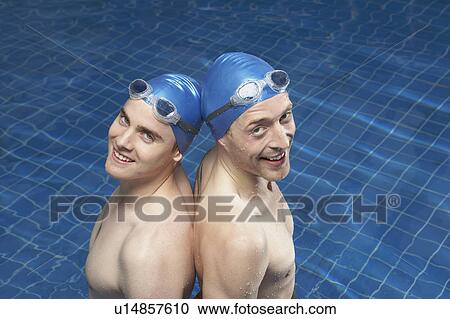 Portrait of two male swimmers. View Large Photo Image Stock Image - Portrait of two male swimmers.. Fotosearch