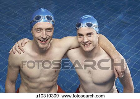 Portrait of two male swimmers. View Large Photo Image Stock Photo - Portrait of two male swimmers.. Fotosearch