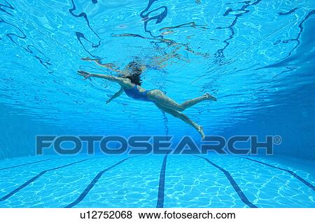 Woman swimming in pool, underwater view View Large Photo Image Stock Photo - Woman swimming in pool, underwater view. Fotosearch