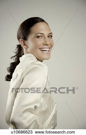 Portrait of a smiling woman View Large Photo Image Stock Image - Portrait of a smiling woman. Fotosearch