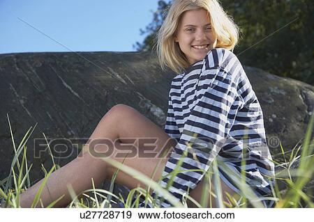 Young Woman in stripy shirt. View Large Photo Image Stock Photo - Young Woman in stripy shirt.. Fotosearch
