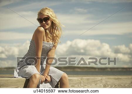 Young Woman in summer dress. View Large Photo Image Stock Photo - Young Woman in summer dress.. Fotosearch