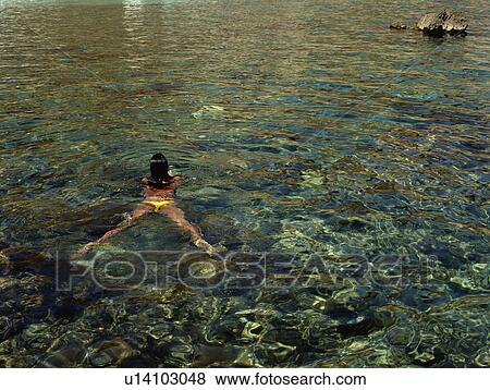 Woman swimming in the water. View Large Photo Image Stock Photo - Woman swimming in the water.. Fotosearch