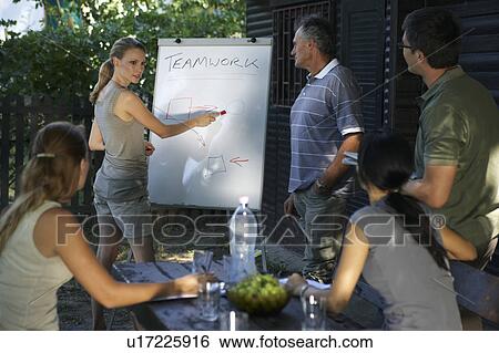 Businesspeople at a rural retreat. View Large Photo Image Stock Photograph - Businesspeople at a rural retreat.. Fotosearch