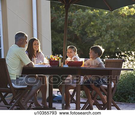Family eating in the garden View Large Photo Image Stock Image - Family eating in the garden. Fotosearch