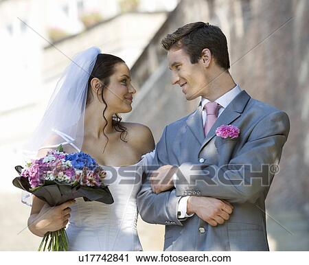 Stock Image - A bride and groom. Fotosearch