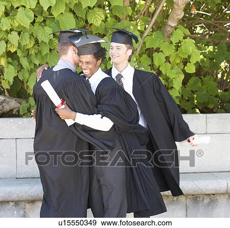 Three graduates celebrating View Large Photo Image Stock Photo - Three graduates celebrating. Fotosearch