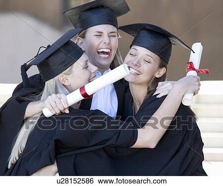 Three graduates celebrating View Large Photo Image Stock Photograph - Three graduates celebrating. Fotosearch