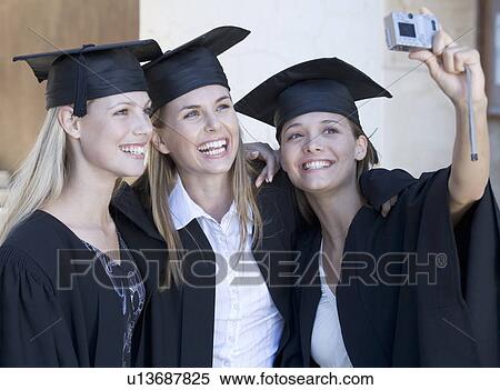 Three graduates celebrating View Large Photo Image Stock Photography - Three graduates celebrating. Fotosearch