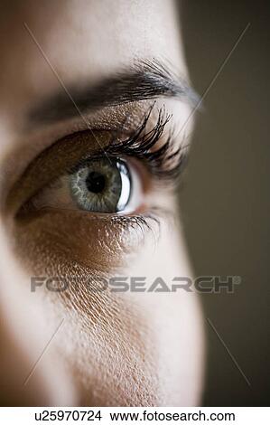Detail of woman's face showing left eye View Large Photo Image Picture - Detail of woman's face showing left eye. Fotosearch