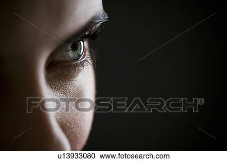 Detail of woman's face showing left eye View Large Photo Image Stock Image - Detail of woman's face showing left eye. Fotosearch
