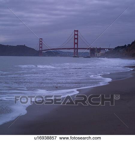 Stock Photo - Golden Gate Bridge San Francisco With Beach. Fotosearch