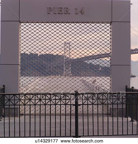 Pier 14 In San Francisco With Golden Gate Bridge In Background View Large Photo Image Stock Photo - Pier 14 In San Francisco With Golden Gate Bridge In Background. Fotosearch