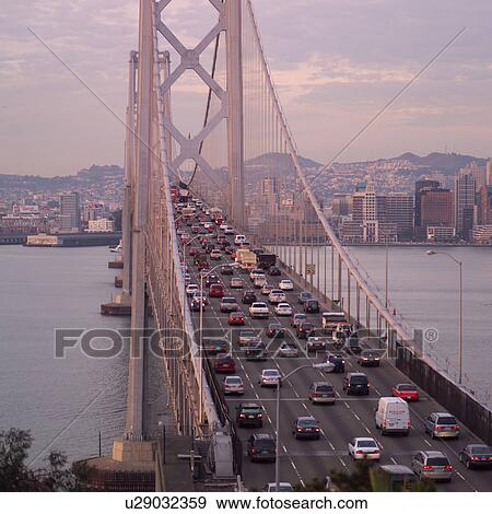 Traffic over Bay Bridge View Large Photo Image Stock Photo - Traffic over Bay Bridge. Fotosearch