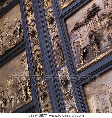 Stock Photo - Ornate carvings on church door in San Francisco. Fotosearch