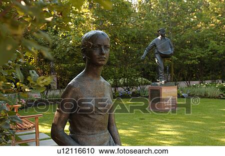 Stock Image - The English Gardens at Assiniboine Park - Leo Mol Sculpture Garden - Winnipeg. Fotosearch