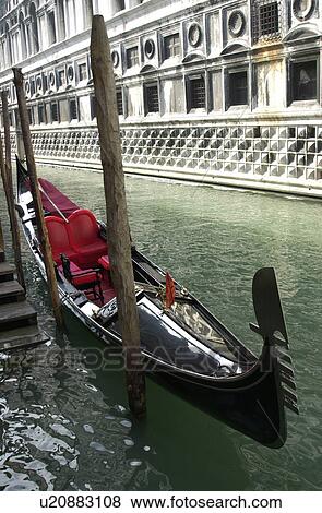 Gondola in canal View Large Photo Image Stock Photo - Gondola in canal. Fotosearch