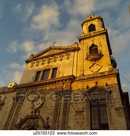 Stock Image - Low angle view of a church building, Havana, Cuba. Fotosearch