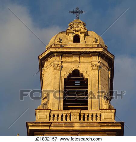Stock Photo - Low angle view of a church tower, Havana, Cuba. Fotosearch