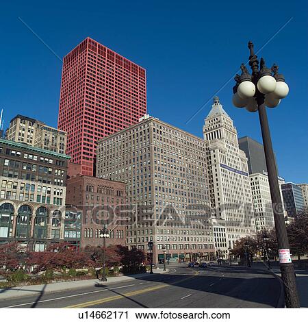 Stock Image - High-rise buildings in Chicago. Fotosearch