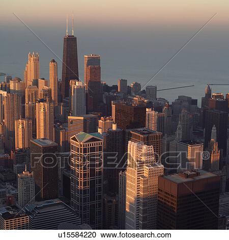 Stock Image - High-rise buildings in Chicago. Fotosearch