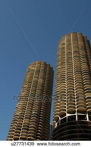 Stock Photo - Low angle view of high rise buildings in Chicago. Fotosearch