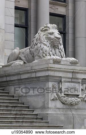 Lion statue at staircase in Vancouver View Large Photo Image Stock Image - Lion statue at staircase in Vancouver. Fotosearch
