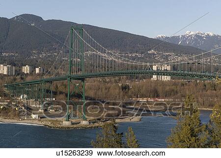 Stock Photo - Lions Gate Bridge in Vancouver. Fotosearch