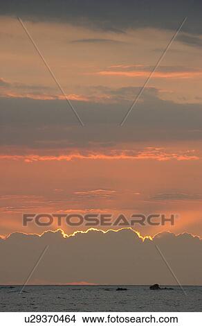 Picture - Big Island of Hawaii - sunset from beach. Fotosearch