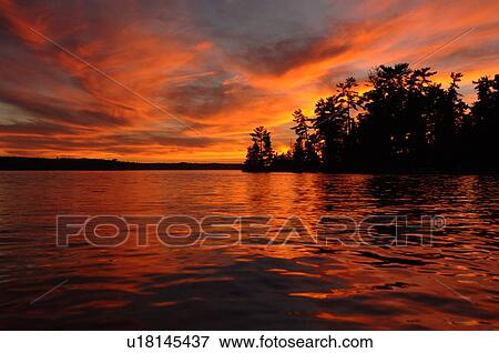 Lake of the Woods at twilight View Large Photo Image Stock Photo - Lake of the Woods at twilight. Fotosearch