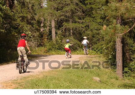 People riding bikes in forest View Large Photo Image Picture - People riding bikes in forest. Fotosearch