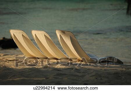 Picture - Deck chairs on a beach. Fotosearch
