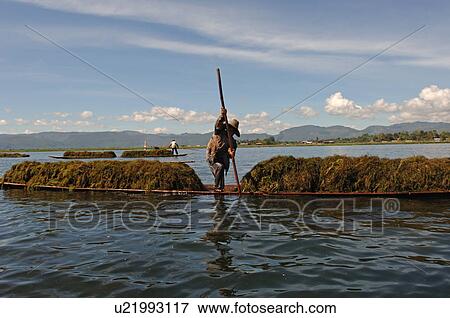 Stock Photo - Farmers in row boat. Fotosearch