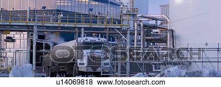 Stock Photo - Factory and semi truck. Fotosearch