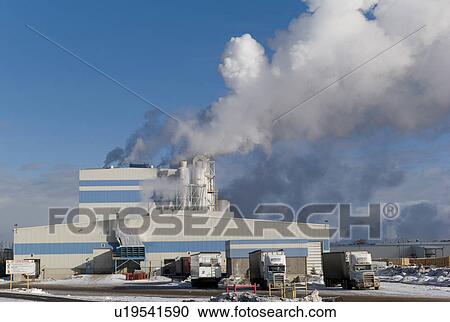 Stock Image - Factory in Northern Alberta. Fotosearch