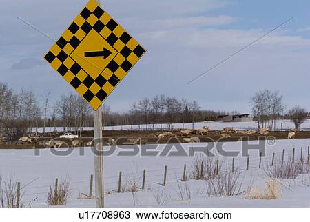 Stock Image - Road sign in Northern Alberta. Fotosearch