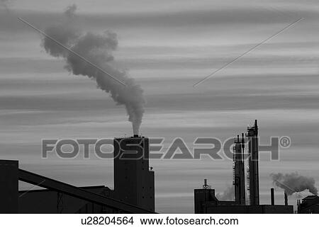 Smokestacks in Northern Alberta View Large Photo Image Picture - Smokestacks in Northern Alberta. Fotosearch