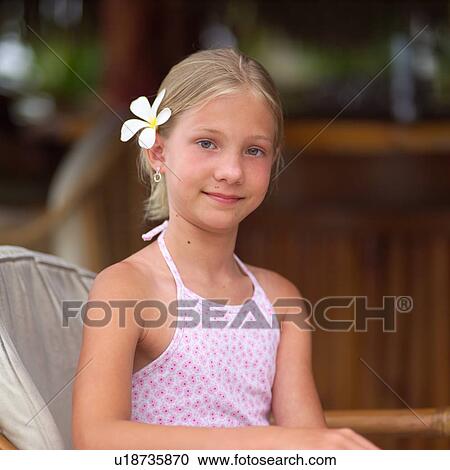 Portrait of Girl with Flower in Her Hair View Large Photo Image Stock Image - Portrait of Girl with Flower in Her Hair. Fotosearch