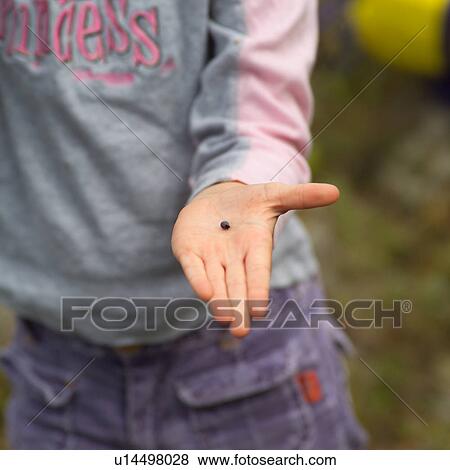 Stock Photo - 4 year old holding a blueberry. Fotosearch