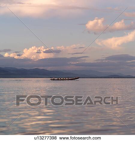 Boat on Inle Lake View Large Photo Image Stock Photo - Boat on Inle Lake. Fotosearch
