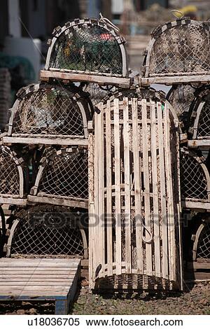 Stack of lobster traps View Large Photo Image Stock Photography - Stack of lobster traps. Fotosearch